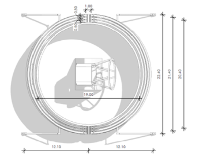 NRT Primary mirror (M1) layout diagram showing 18 hexagonal segments