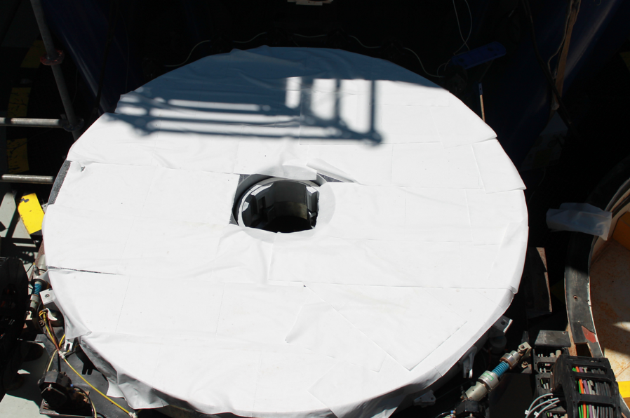 LT mirror covered with lens tissues to protect it from sunlight and prevent dangerous reflections